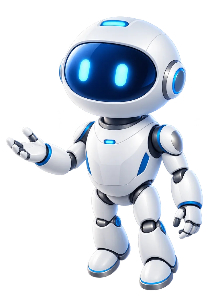 Freundlicher Roboter, das Maskottchen von webplusmedia aus Bonn